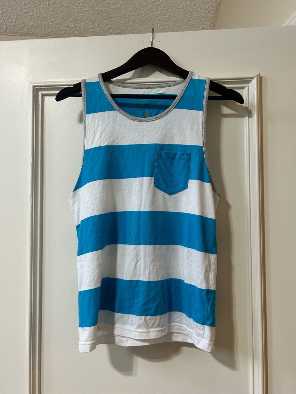 Free State Blue and White Striped Pocket Tank